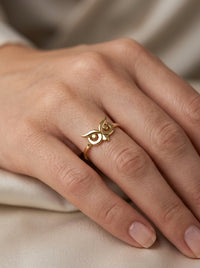 Anillo de oro 14k diseño de búho Mod LM5350