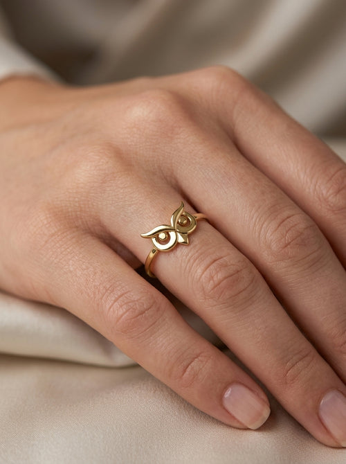 Anillo de oro 14k diseño de búho Mod LM5350