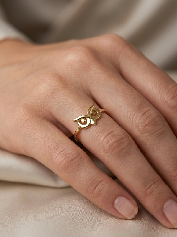 Anillo de oro 14k diseño de búho Mod LM5350