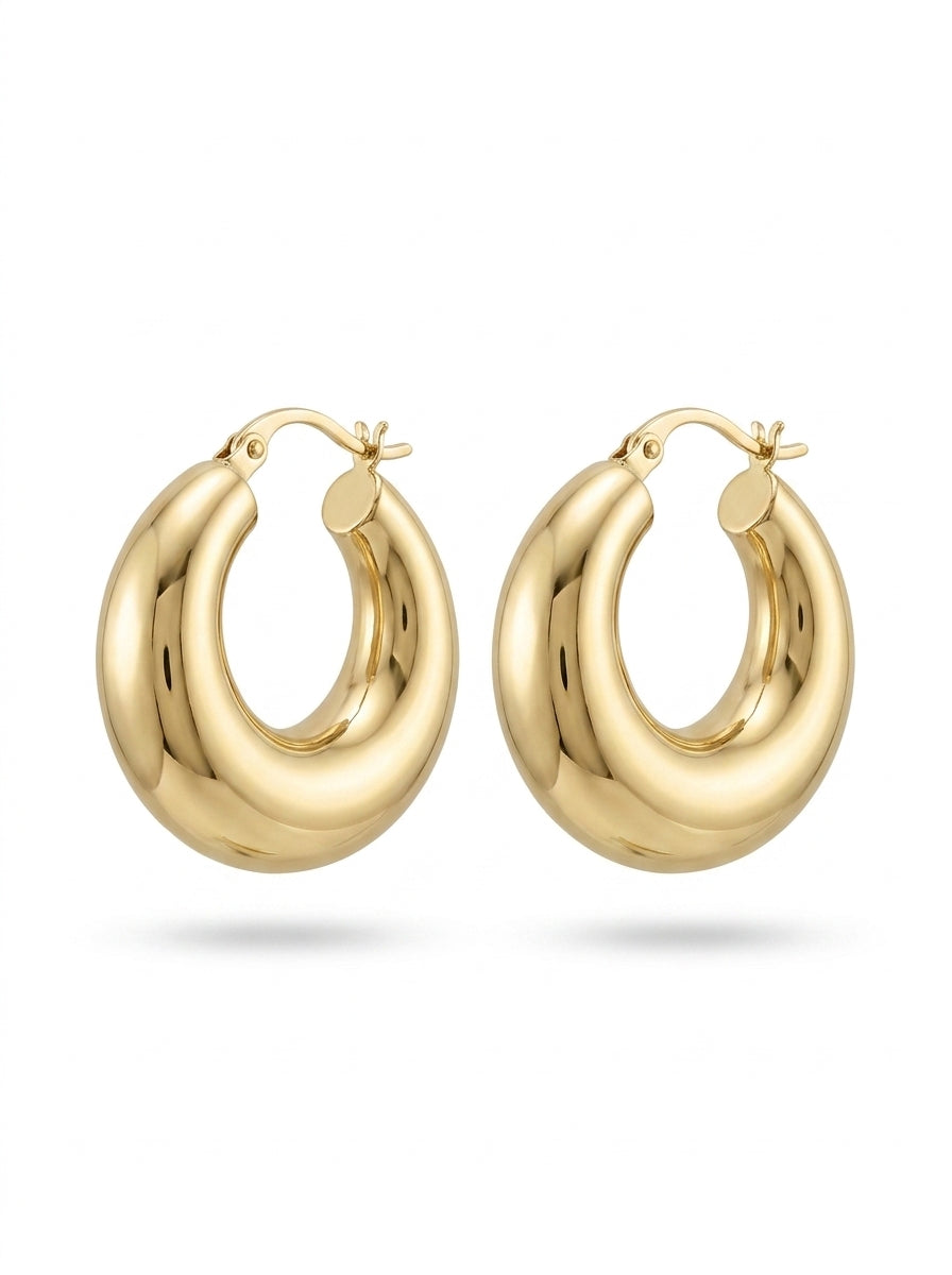 Arracadas de oro 14k diseño inflado tipo chunky Mod LM5196 - 1.4 cm