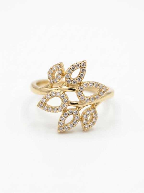 Anillo de oro 14k diseño hojas Mod 5866