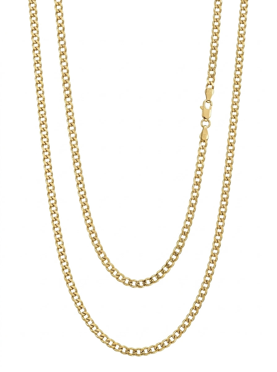 Cadena de oro 14k tejido cubano hueco mod 5821 - 4 mm