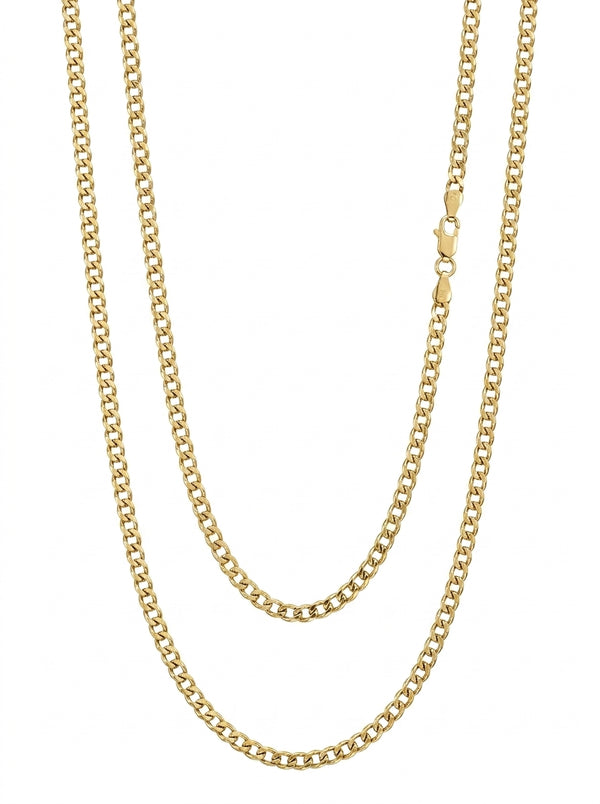 Cadena de oro 14k tejido cubano hueco mod 5821 - 4 mm