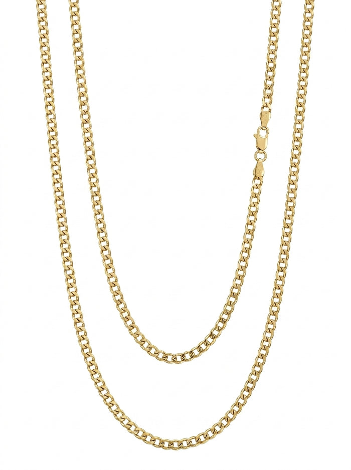 Cadena de oro 14k tejido cubano hueco mod 5821 - 4 mm
