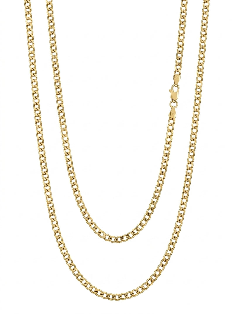 Cadena de oro 14k tejido cubano hueco mod 5821 - 4 mm