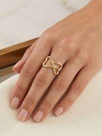 Anillo de oro 14k diseño de corazón doble Mod LM5274