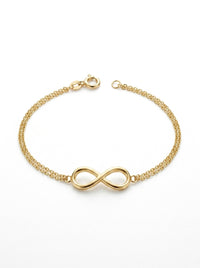 Pulsera de oro 14k diseño de infinito con doble cadena Mod LM540 - 18 cm