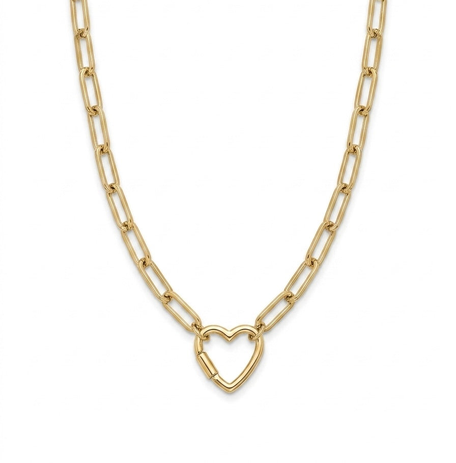 Gargantilla de oro 10k diseño broche de corazón 5164 - 45 cm