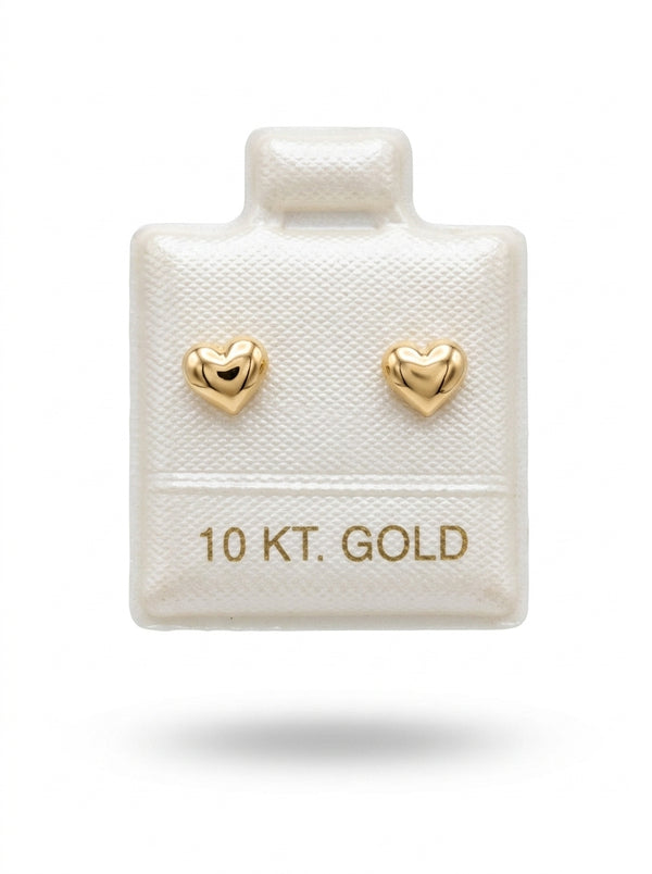 Broquel de oro 10k delgado diseño corazón bombacho mini (de bolitas) Mod 5676
