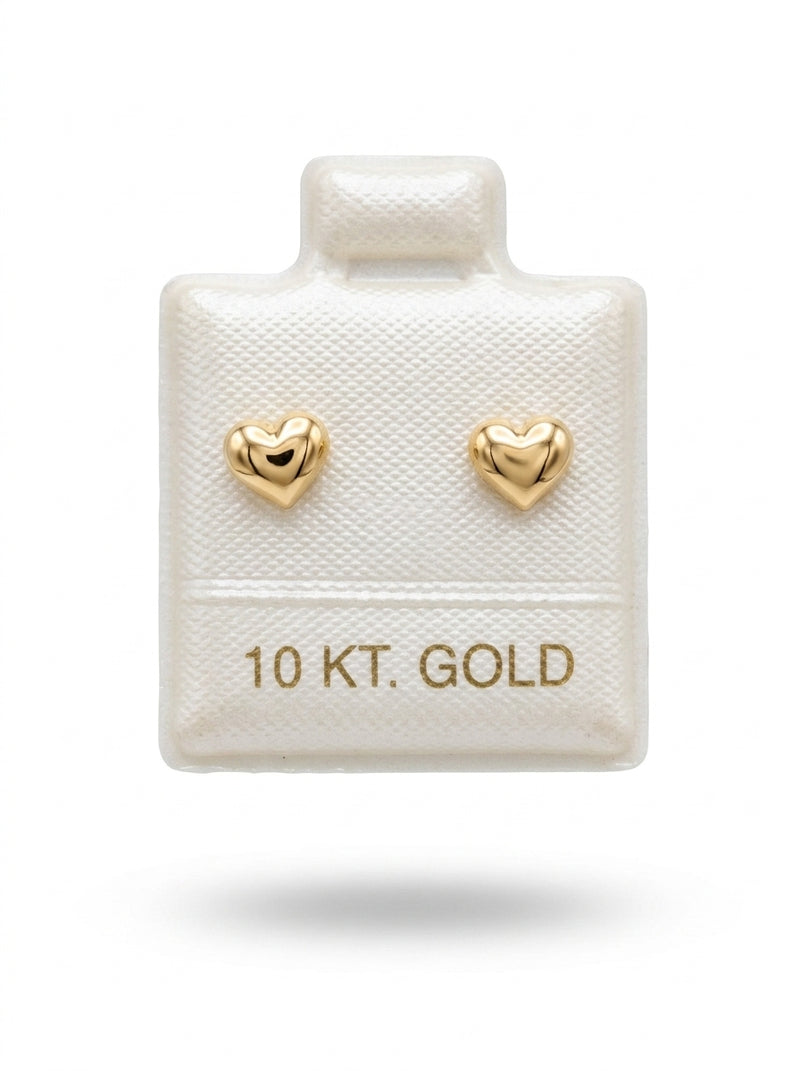 Broquel de oro 10k delgado diseño corazón bombacho mini (de bolitas) Mod 5676