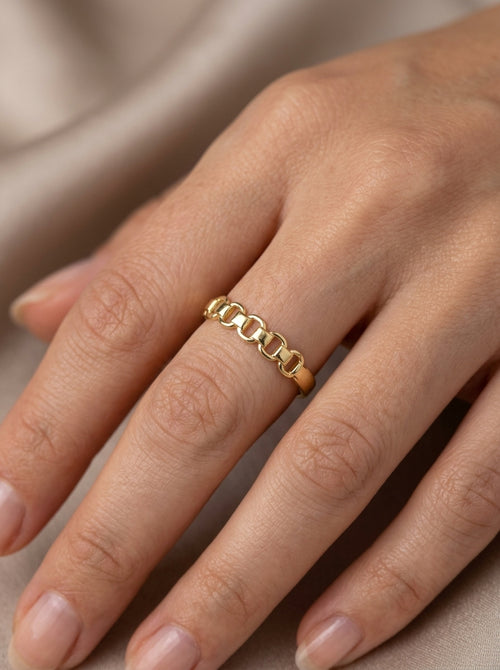 Anillo de oro 14k diseño de eslabón entrelazado Mod LM5353