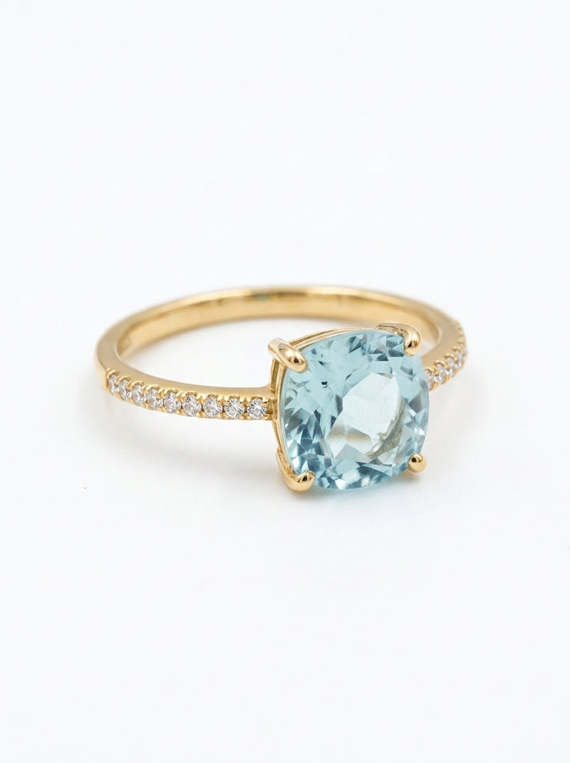 Anillo de oro 14k con circonia cuadrada Mod 5867