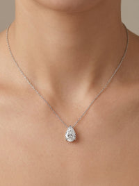 Gargantilla de oro blanco 14k diseño gota de diamante de laboratorio Mod 5473 - 50 cm