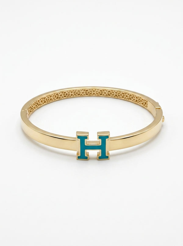 Brazalete de oro 14k tipo diseñador mod 5754 - 18 cm