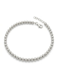 Pulsera de oro blanco 14k diseño de bolitas hueca Mod 5494 - 18 cm