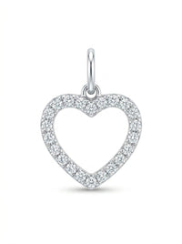 Dije de oro blanco 14k diseño de corazón  con diamantes naturales Mod 5447 - 1 cm