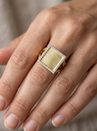 Anillo de oro 10k diseño de placa 5886