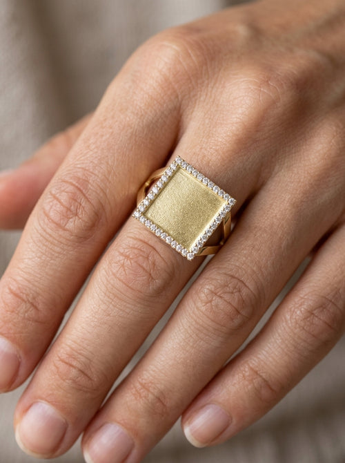 Anillo de oro 10k diseño de placa 5886