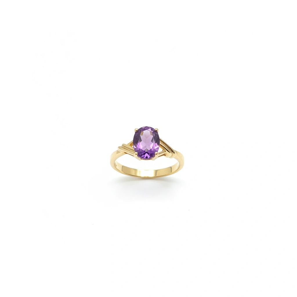 Anillo de oro 10k con piedra rosa