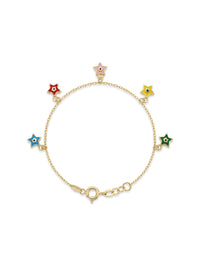 Pulsera de oro 10k diseño de ojitos turcos Mod LM5179- 12/14 cm