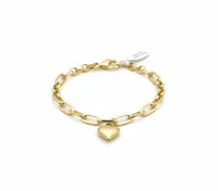 Pulsera de eslabón alargado con corazón inflado de oro 14k Mod. 8141