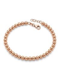 Pulsera de oro rosa 14k diseño de bolitas hueca Mod 5493 - 18 cm