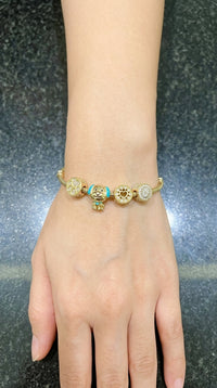 Pulsera de oro 14k cola de rata con charms de perrito Mod LM5084 - 18 cm