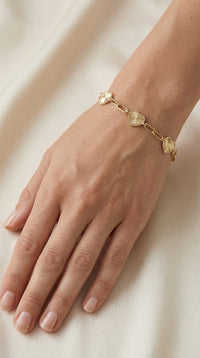Pulsera de oro 14k con corazones Mod. 5014 - 18 cm