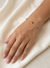 Pulsera de oro 10k diseño de corazones de circonias 5918 - 18 cm