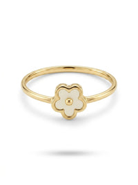 Anillo de oro 14k diseño de margarita de piedra de madre perla Mod LM5278