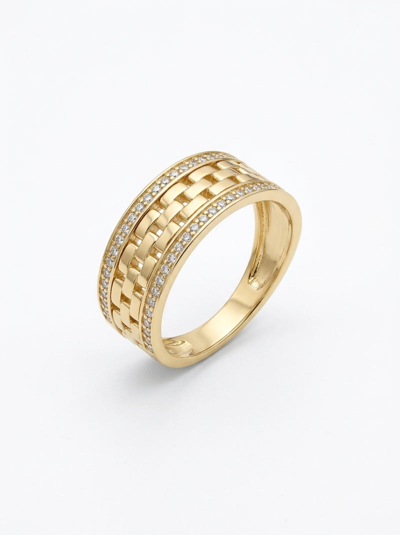 Anillo de oro 14k tipo diseñador  con circonias Mod 5837