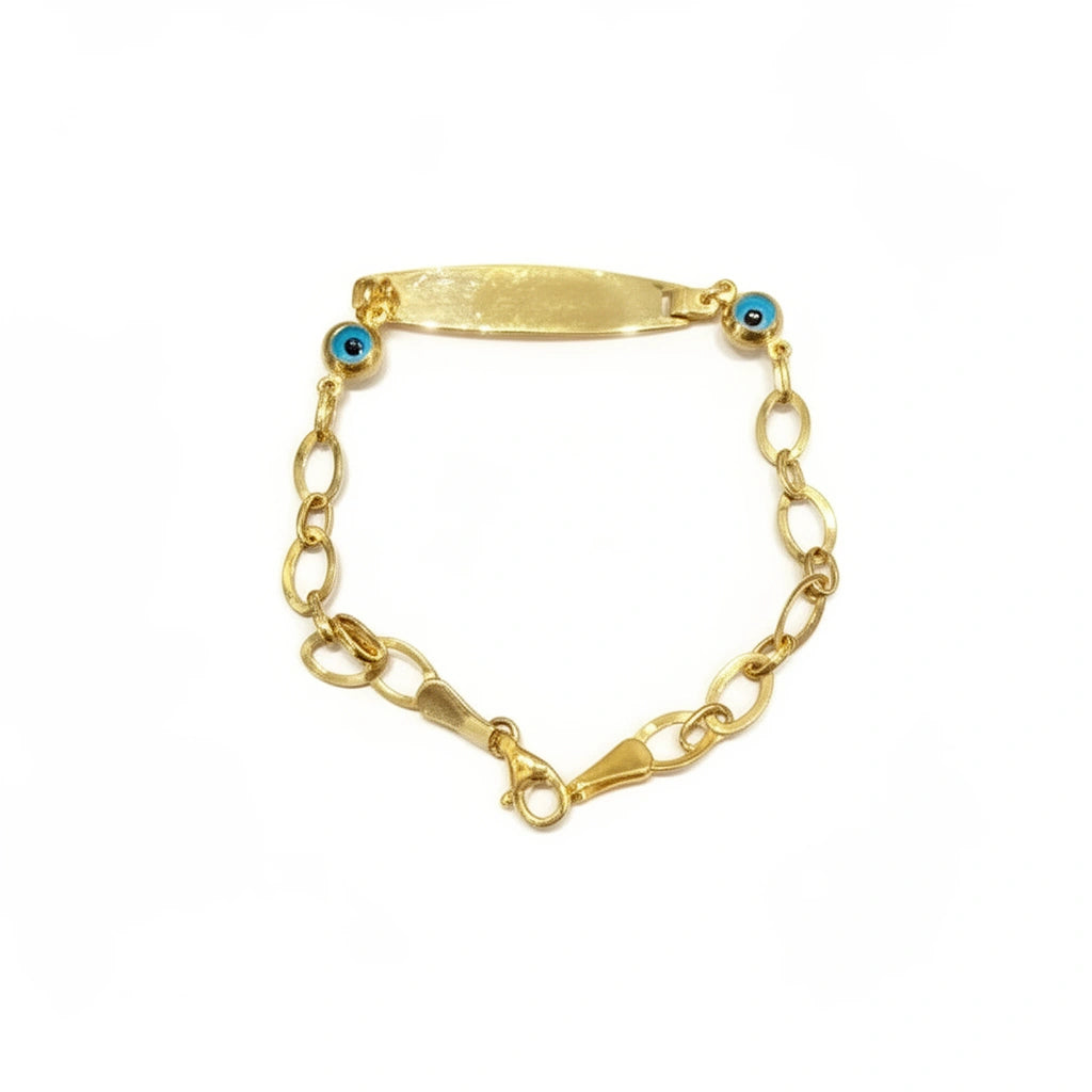 Esclava de oro 10k de ojitos turcos azules - 15 cm