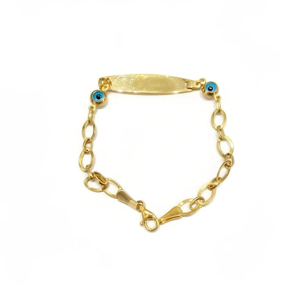 Esclava de oro 10k de ojitos turcos azules - 15 cm