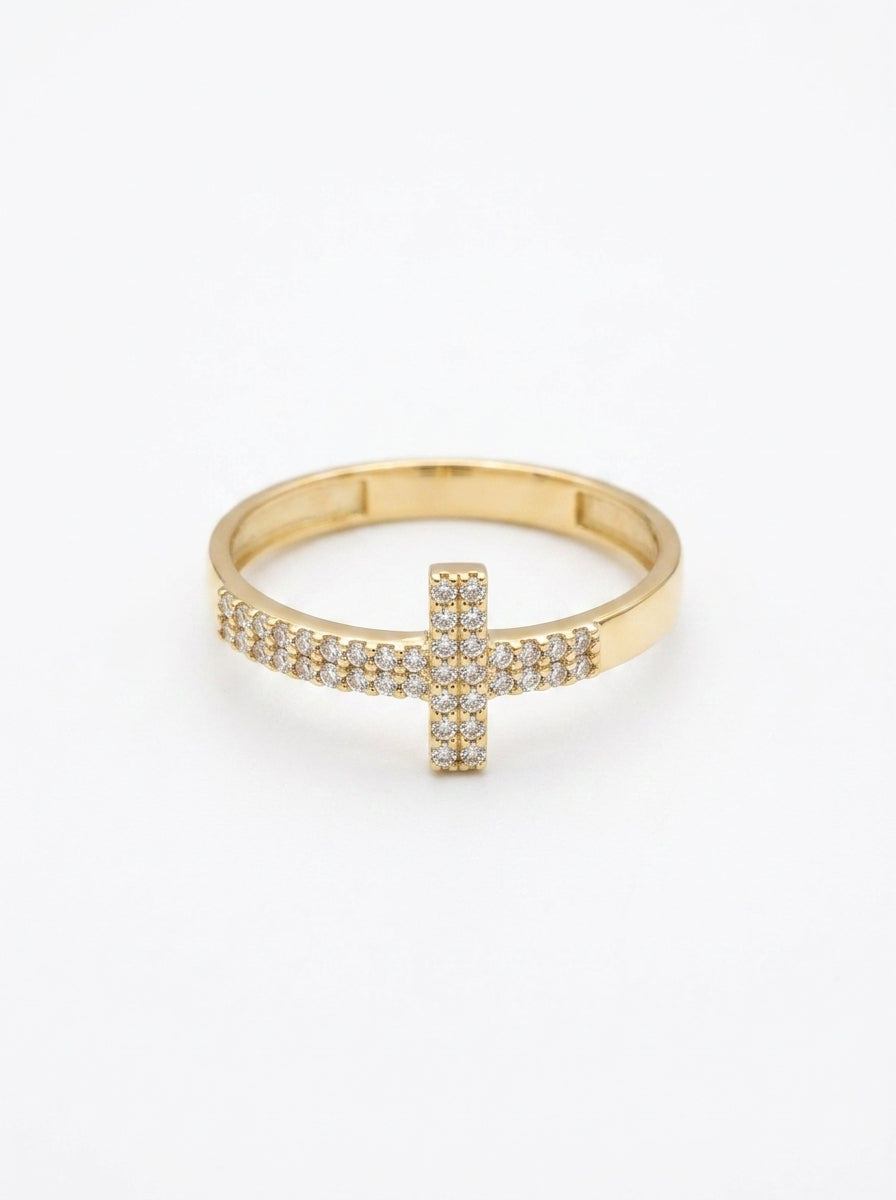 Anillo de oro 10k tipo diseñador con circonias Mod 5535