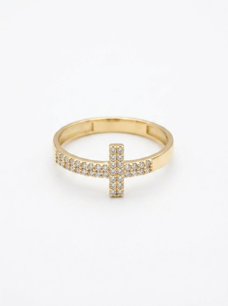 Anillo de oro 10k tipo diseñador con circonias Mod 5535