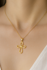 Cruz elegante de oro 10k diseño abierto Mod. 3014