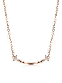 Gargantilla de oro rosa 14k tipo diseñador con circonias Mod 5776 - 45 cm