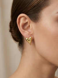 Aretes de oro 14k diseño de corazón alargado Mod LM5246 - 2 cm