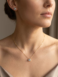 Juego de oro 14k con circonias azules corte princes mod 5532
