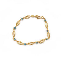 Pulsera de oro 14k con ojitos turcos color azul Mod.670051- 18cm