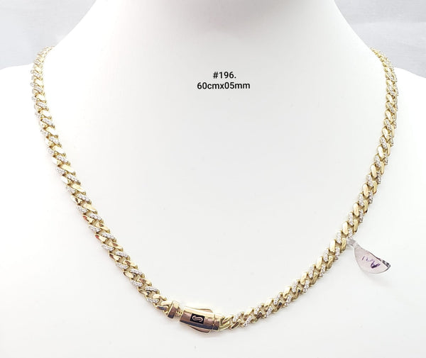 Cadena de diseñador de oro 14k tejido Edge con Alt. pavé