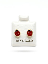 Broquel de oro 10k de Catarina diamantada esmaltada grande(de bolitas) LM5205