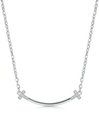 Gargantilla de oro blanco 14k tipo diseñador con circonias Mod 5775 - 45 cm