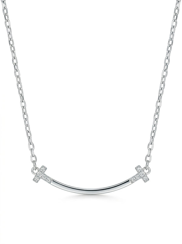 Gargantilla de oro blanco 14k tipo diseñador con circonias Mod 5775 - 45 cm