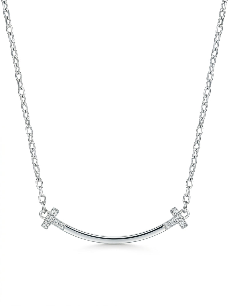 Gargantilla de oro blanco 14k tipo diseñador con circonias Mod 5775 - 45 cm