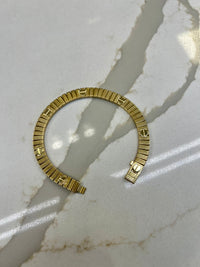 Brazalete de oro amarillo 10k tipo diseñador mod 5877 - 18 cm x 6.5mm