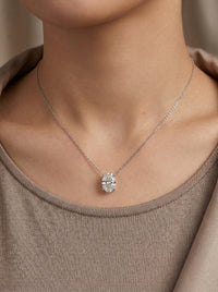 Gargantilla de oro blanco 14k corte oval de diamante de laboratorio Mod 5476 - 45 cm