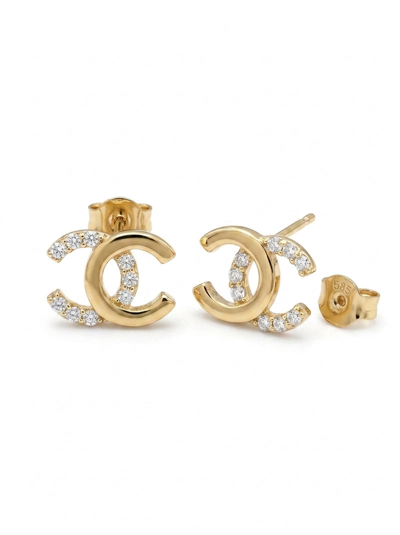 Aretes de oro 14k tipo diseñador Mod 5688