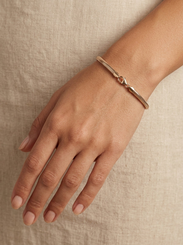 Pulsera de oro 14k diseño tipo panza de víbora flexible 5930 - 18 cm