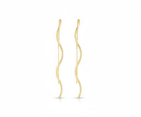 Aretes modelo wave de oro 14k